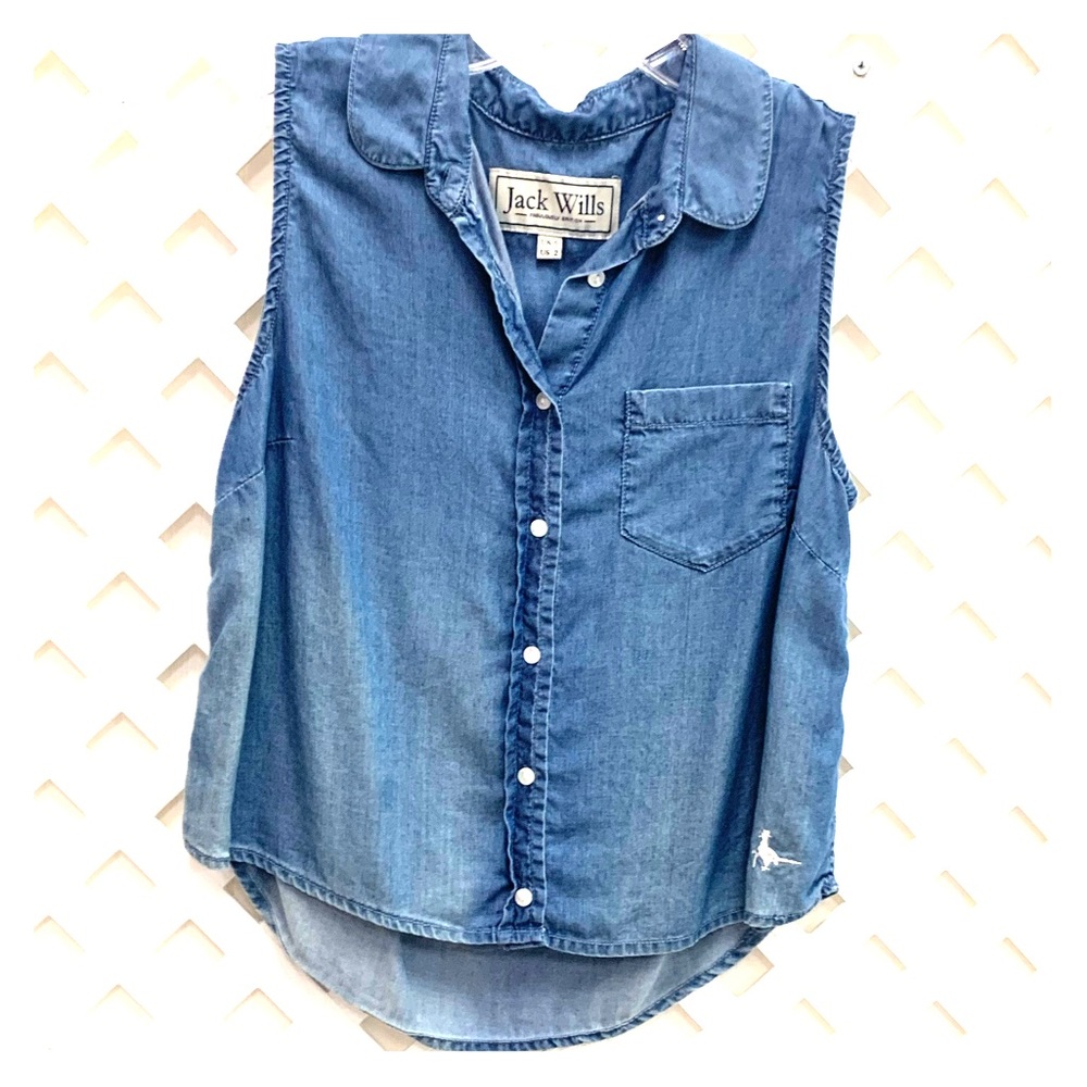 Super soft jean button down top